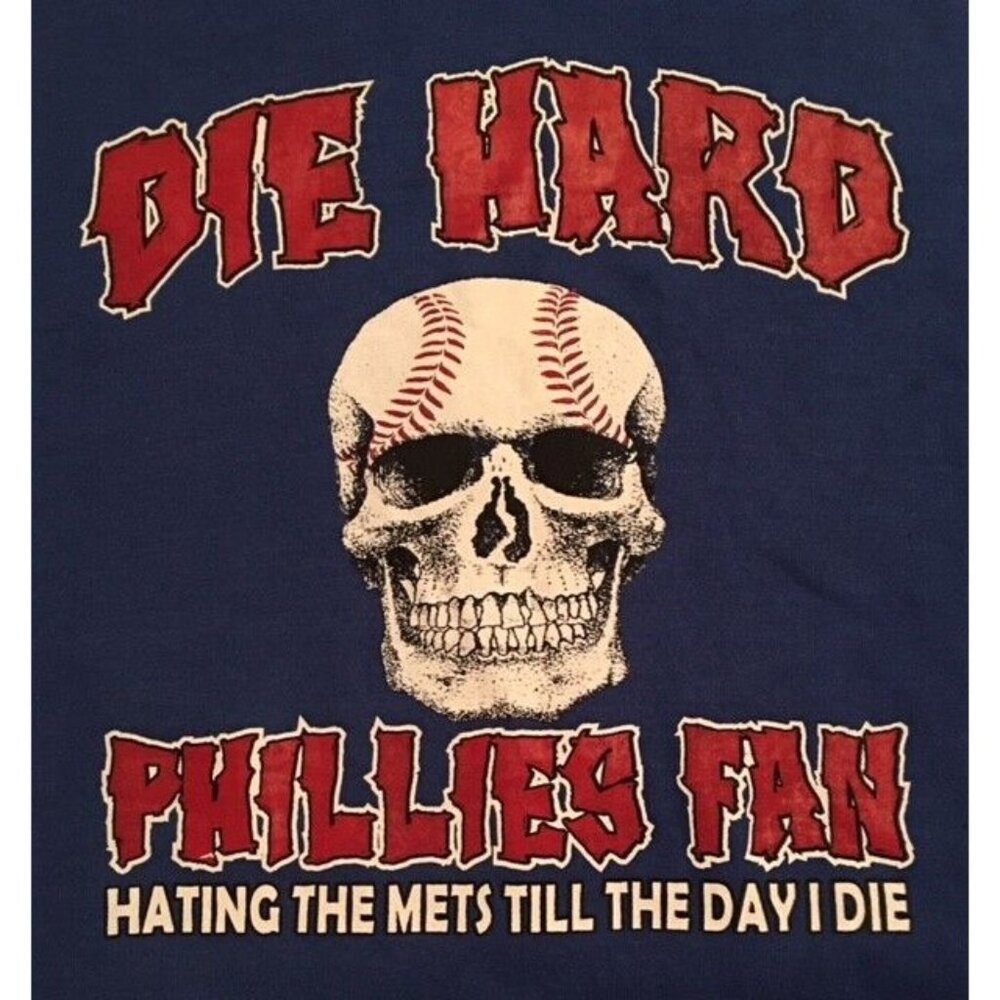 EUC Die Hard Phillies Fan Hoodie Jerzees Size XL Long Sleeve Pullover Blend